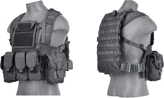 Lancer Tactical Airsoft Paintball Vest M4 M16 MOLLE Modular Chest Rig w/Quick Release Buckles (Small to Extra Large)