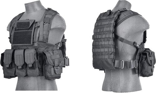 Lancer Tactical Airsoft Paintball Vest M4 M16 MOLLE Modular Chest Rig w/Quick Release Buckles (Small to Extra Large)