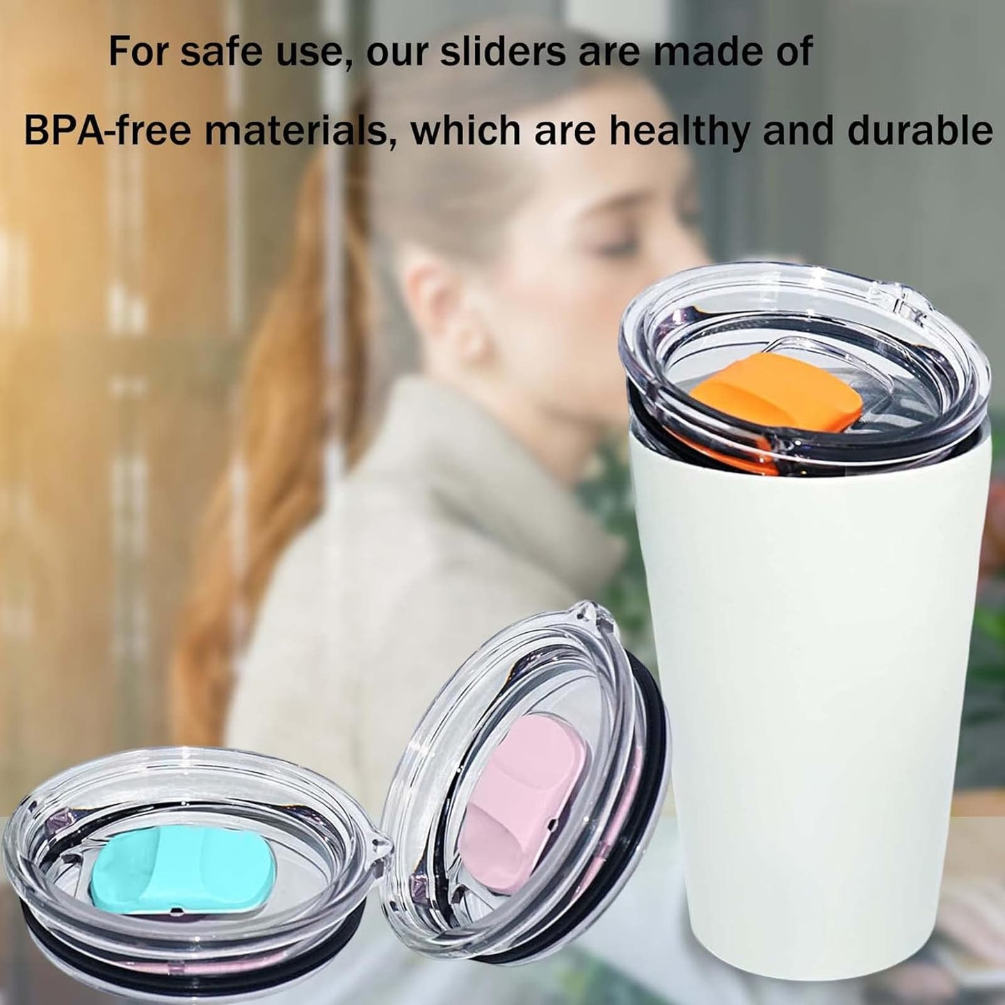 6 Pack Magnetic Slider Replacement, Compatible with Yeti 10 oz 14oz 16 oz 20 oz 26 oz 30 oz Magnetic Lids (Purple White Red Orange Teal Pink)