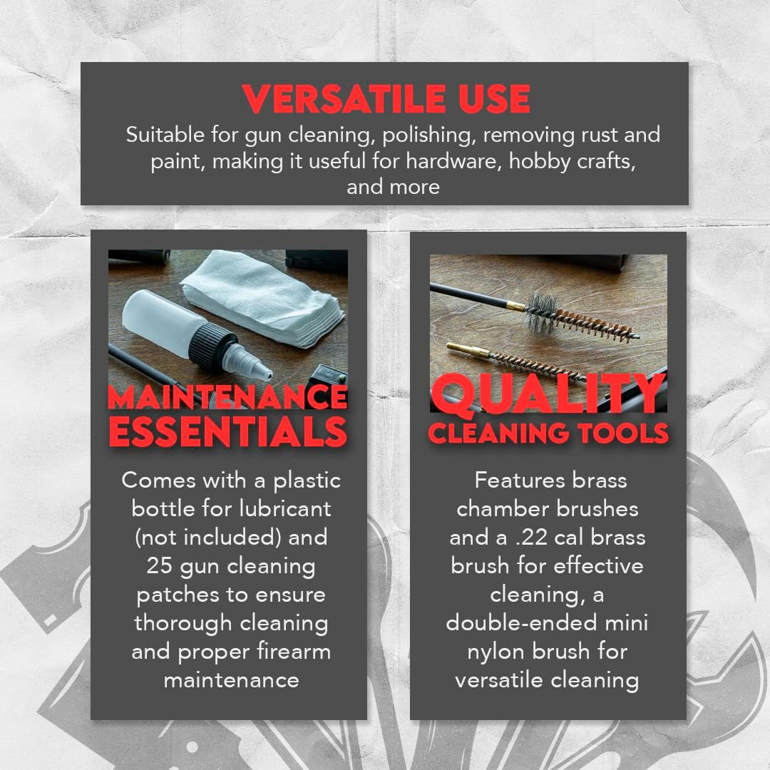 SE 10-Piece Rifle-Gun Cleaning Kit - Includes Brass Brushes, Rod Extenders, and Canvas Storage Pouch - GC16M