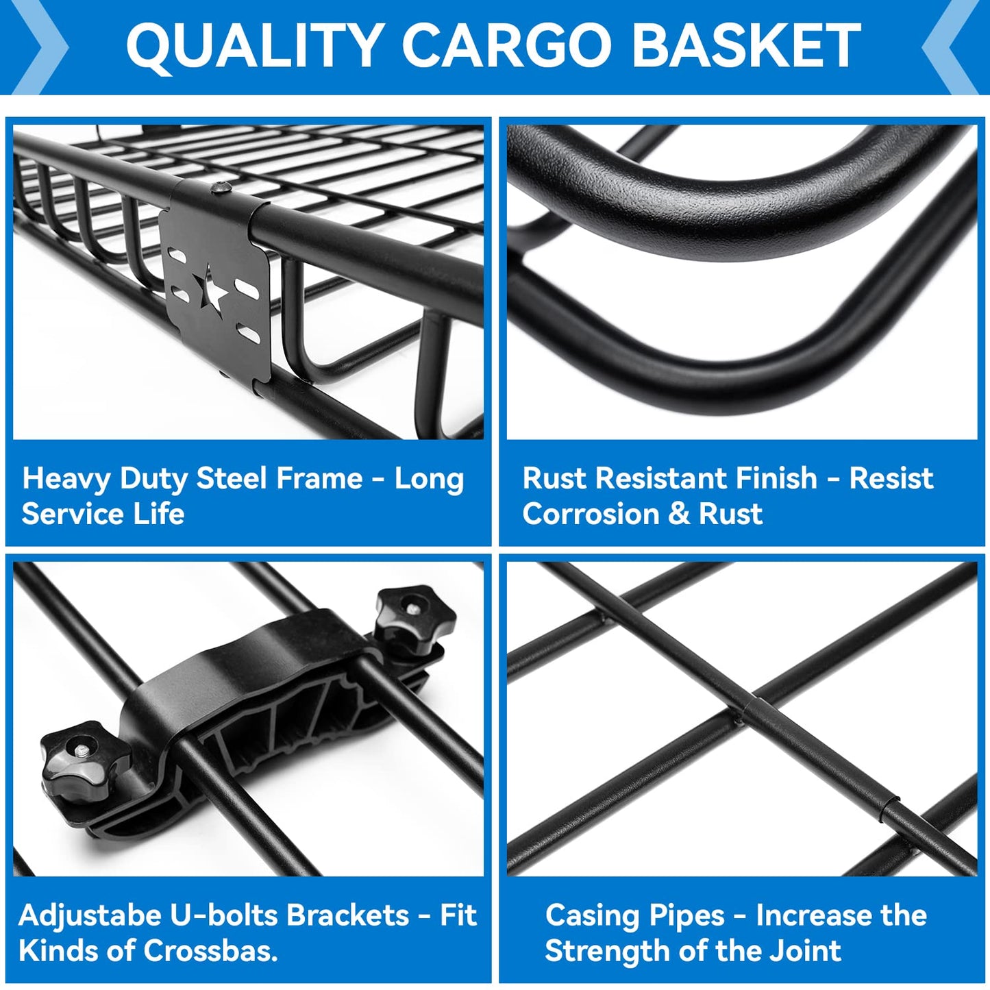 FRUNO Roof Rack Cargo Carrier Universal Fit Vehicle Rooftop Cargo Carrier Basket with Waterproof 21 Cubic Feet Cargo Bag & Cover