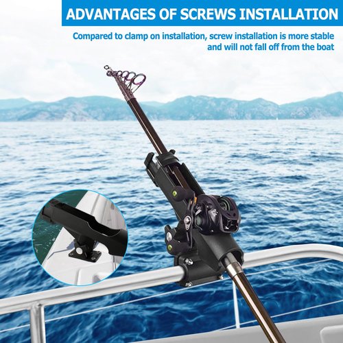 LBW Fishing Rod Holders for Boat Side Deck Mount Rod Holder Adjustable Kayak Fishing Pole Holders for Boat Canoe Rail Mount 2 Pack