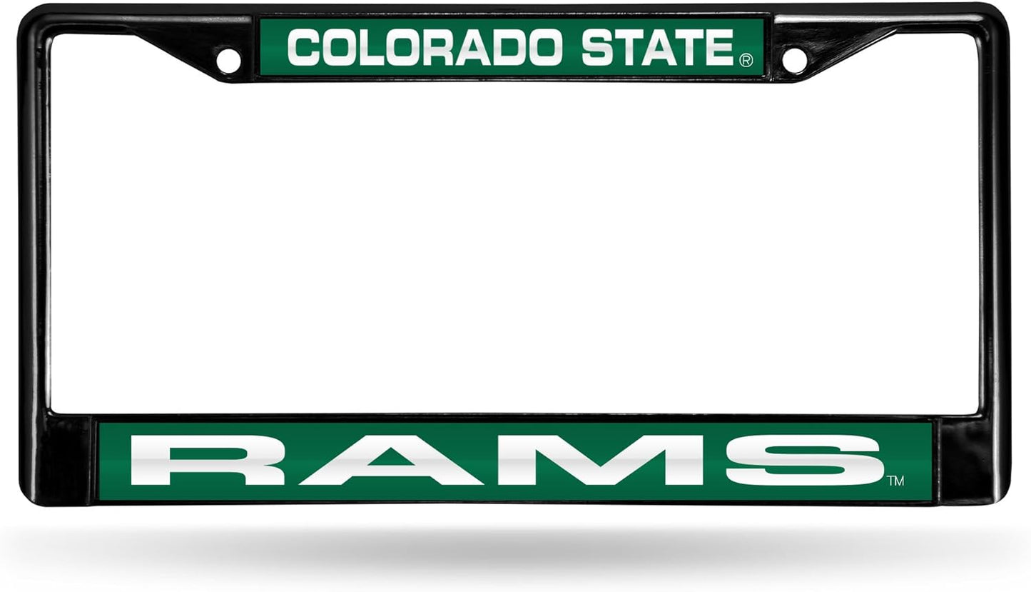 Rico Industries NCAA Black Laser Cut Chrome Frame 12" x 6" Black Laser Cut Chrome Frame - Car/Truck/SUV Automobile Accessory