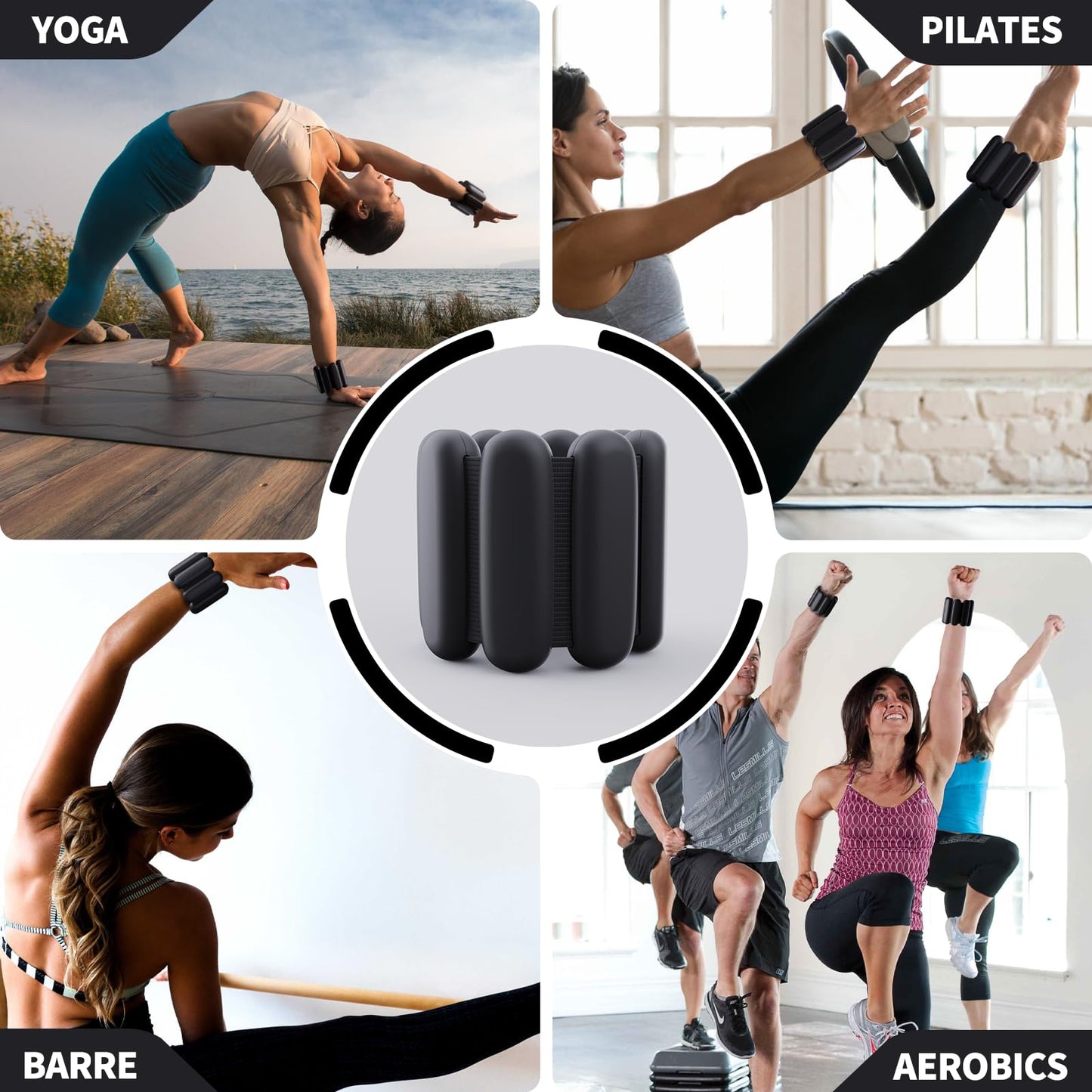 Ankle weights for women wrist weight: Adjustable ankle & wrist weights 2lbs(1lb each) for Pilates & Yoga exercise - Hand & Leg weights for women at home (Black, small)