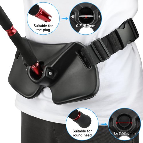 SAN LIKE Fishing Belt Rod Holder Adjustable Fishing Fighting Waist Belt with EVA Padded Great Plastic Material Fighting Belt (Black)