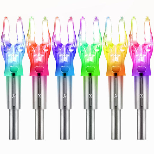 KEAUP 6 Pack X Lighted Nocks for Arrows Universal X/5.2mm LED Lighted Knocks with .204 .233 .244 .246 Inside Diameter, Screwdriver Included