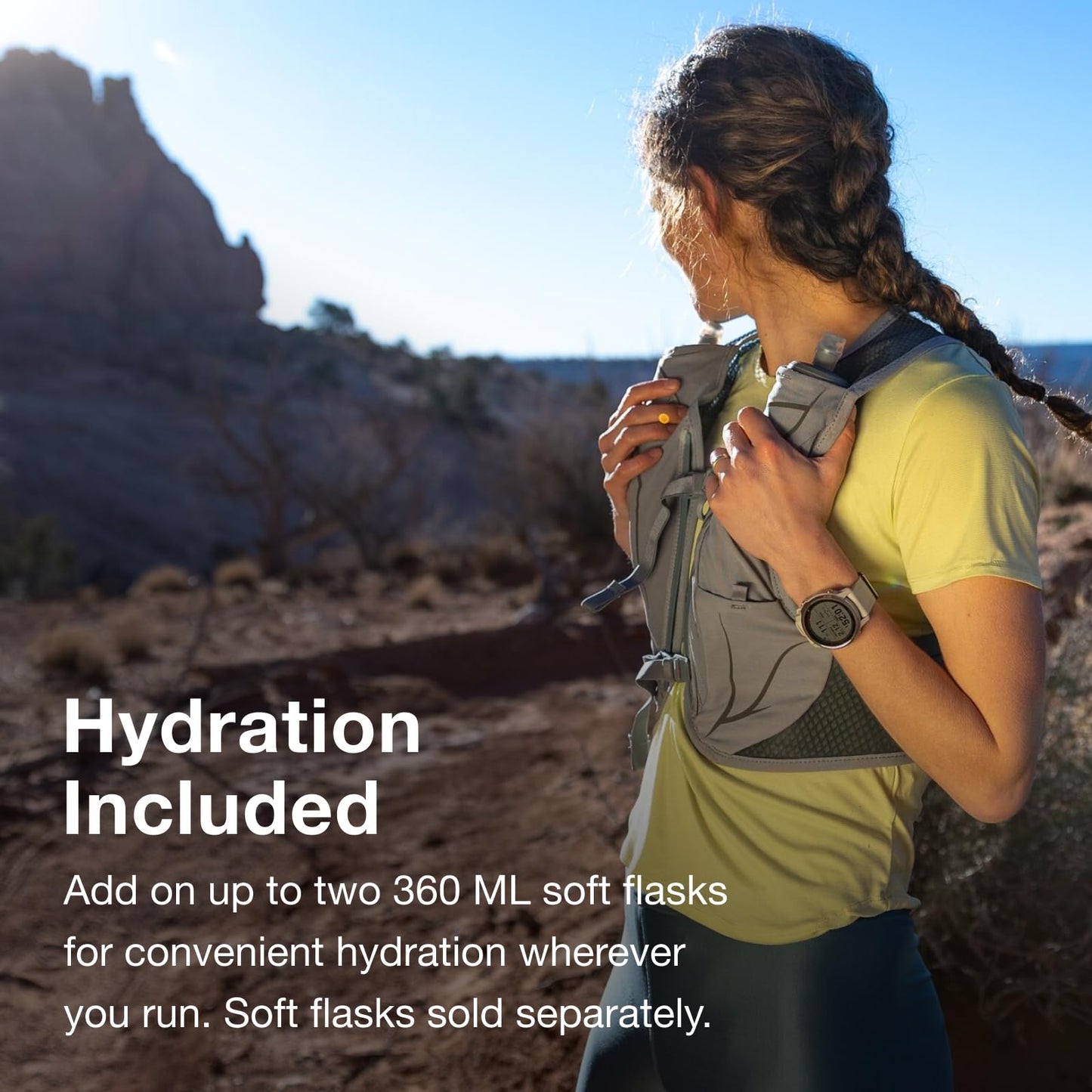 Osprey Dyna LT Women's Running Hydration Vest with Hydraulics Soft Flasks, Cascade Blue/Silver Lining, Medium