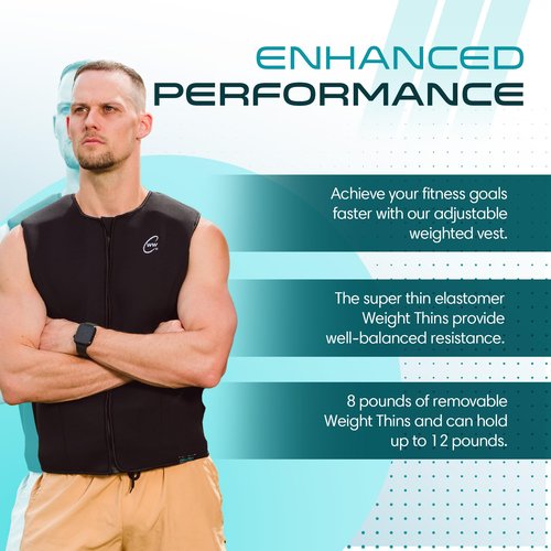 Challenge Weighted Workoutwear - Weighted Workout Vest, Compression Weighted Fitness Pro Vest, Strength Training Weight Vests with ⅛’ Thick Weights, Weight Vest Holds Up to 16 Lbs, X-Large