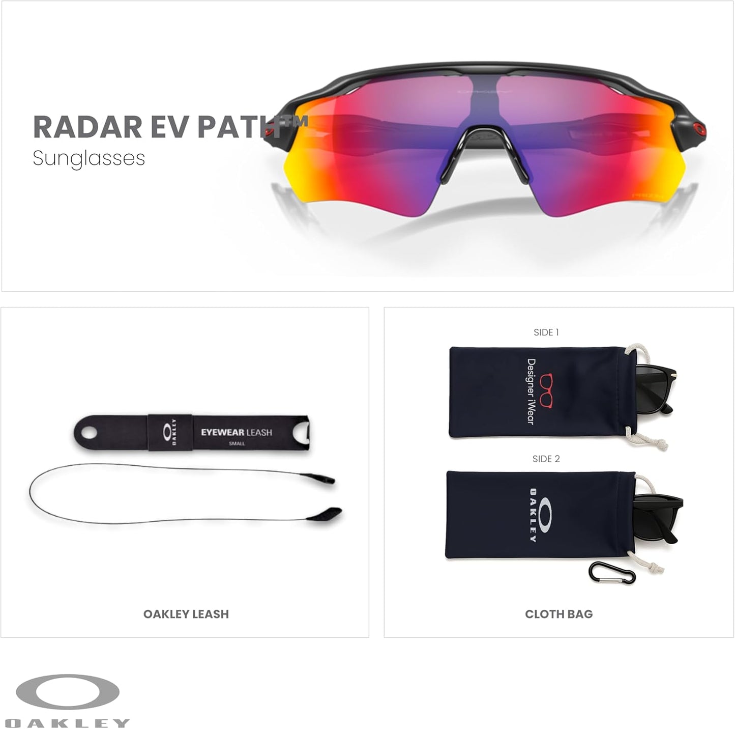 OAKLEY Radar EV Path OO9208 Sunglasses For Men+ Bundle Accessory Leash Kit, Microfiber Pouch