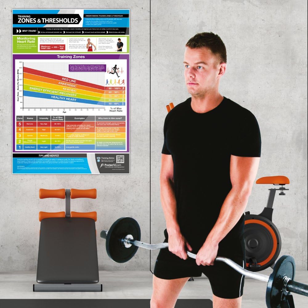 Posterfit Training Zones & Thresholds Poster - EXTRA LARGE - 33 x 23.5 - Laminated - Home & Gym Poster - Includes Online Video Training Support - Exercise Charts
