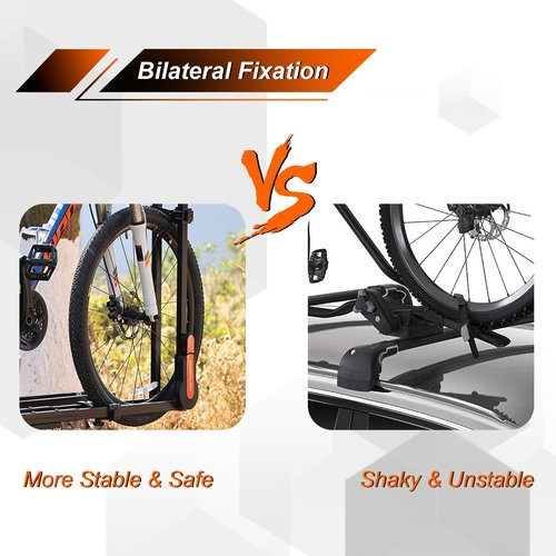 TOOENJOY Rooftop Bike Rack for Car SUV, Upright Roof Mount Bicycle Rack with 2 Arms for Movable Crossbar, 2 Bike Carrier