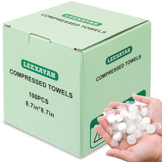 100 PCS Portable Compressed Towel Tablets, Compressed Hand Wipe Coin Paper Towel, Camping Wet Towel, Disposable Towel for Travelling, For Home Beauty Outdoor Sports