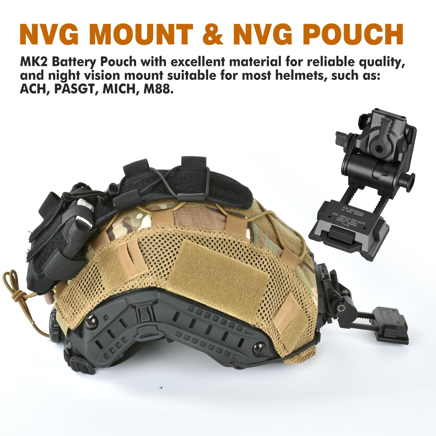 Gexmil CNC PVS15/18 Night Vision Goggles Mount for L4G24 NVG Mount and Tactical Helmet Battery Pouch MK2 Helmet Battery Pack(Black)