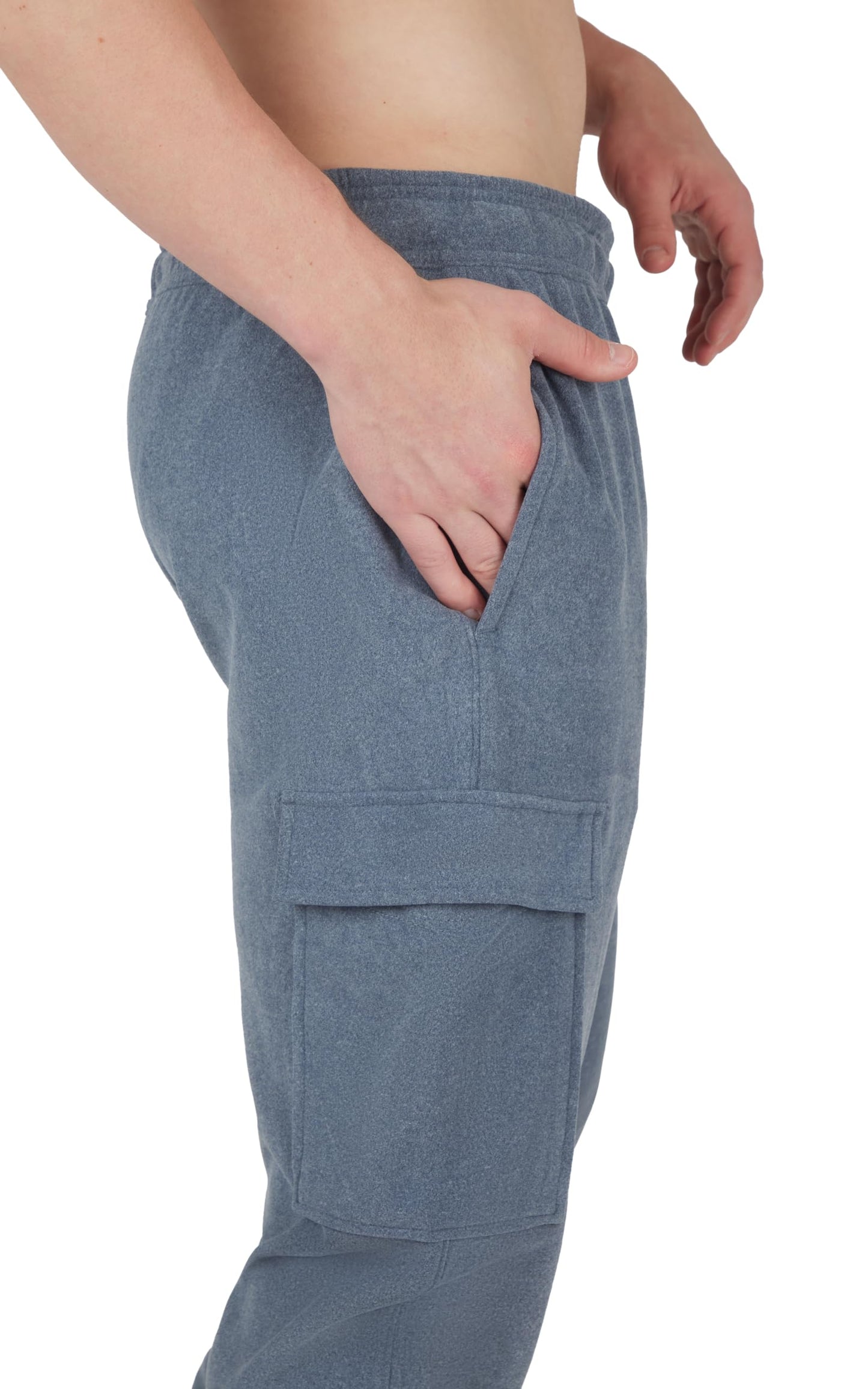 90 Degree by Reflex Mens Fleece Jogger Soft Workout Pant with Side and Cargo Pockets - Navy Blazer - Medium