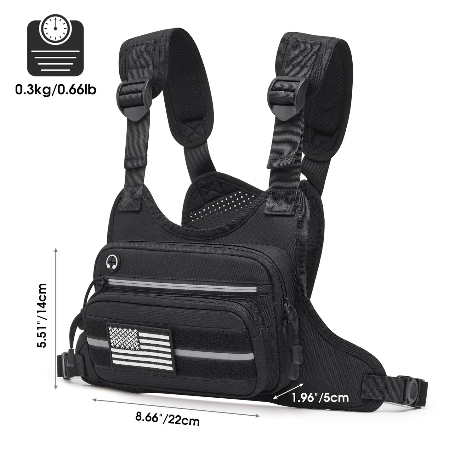 G4Free Tactical Chest Bag for Men, Quick Access Chest Rig Vest, EDC Chest Pack for Running, Hiking, Cycling (Black)