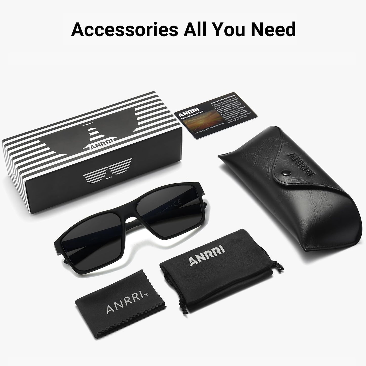 ANRRI Sports Sunglasses for Men Polarized Driving Sunglasses Lightweight Tr90 Frame for Cycling Fishing Running