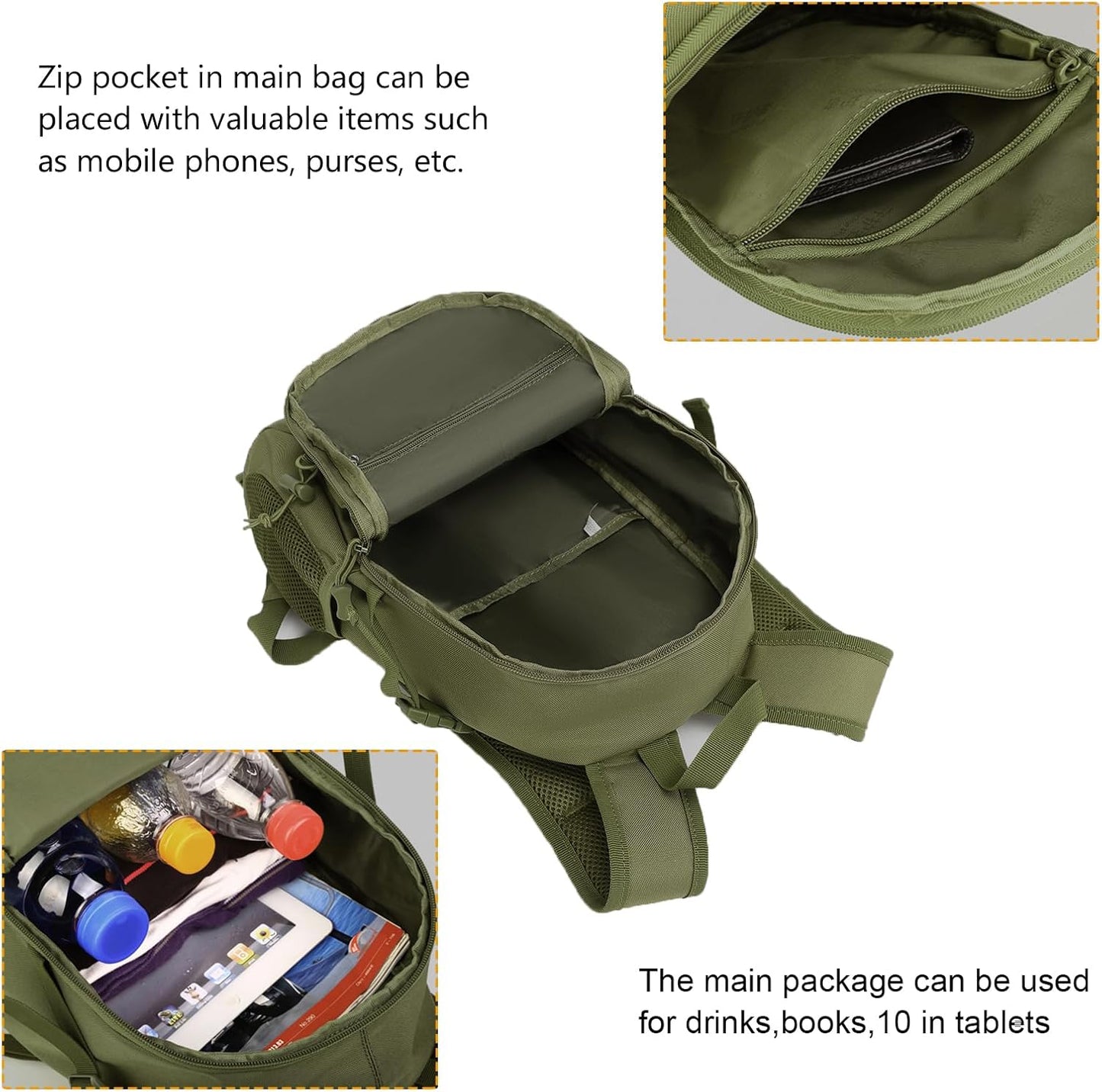 ArcEnCiel 10L/20L Mini X-Small Tactical Backpack MOLLE Daypack Gear Pack Camping Bag with Patch