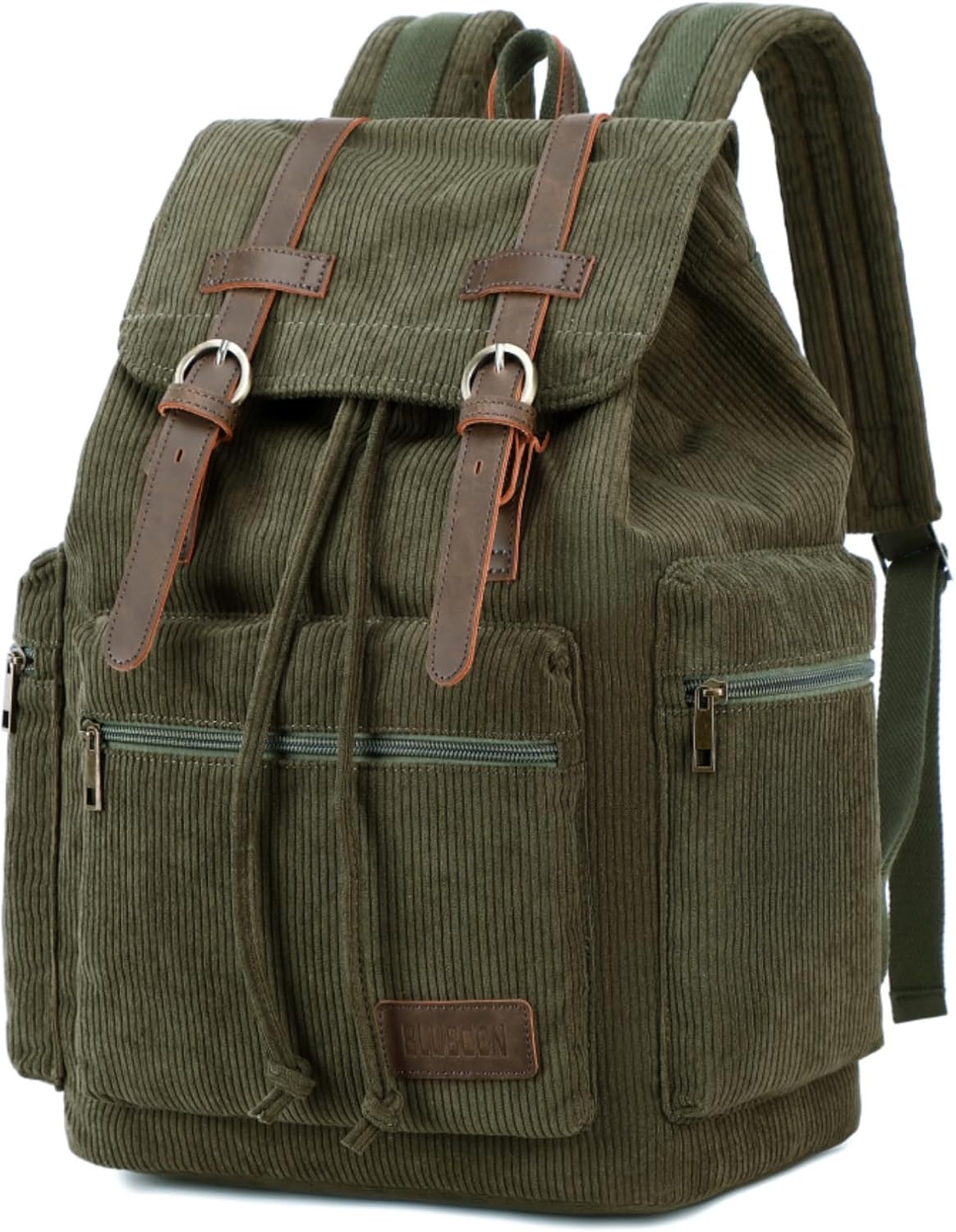 Vintage Leather Trim Backpack for Men & Women | Casual Travel Rucksack for Laptops