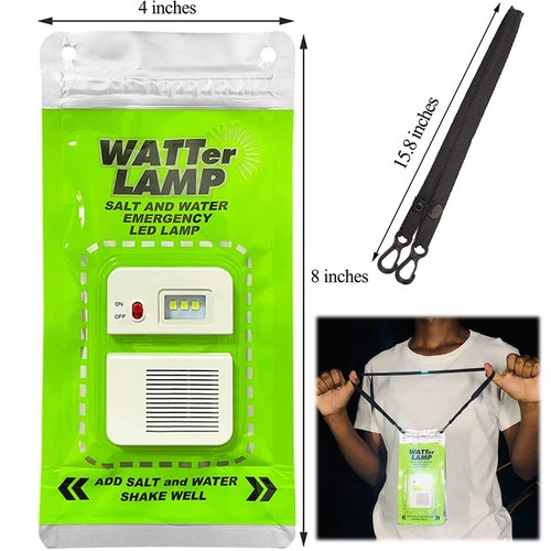 LED Camping Lantern, Portable LED Lanterns Salt Water Powered Emergency Light, Waterproof Camping Essentials Survival Gear for Power Outages, Hiking, Fishing & Hurricane (A Lanyard Included)