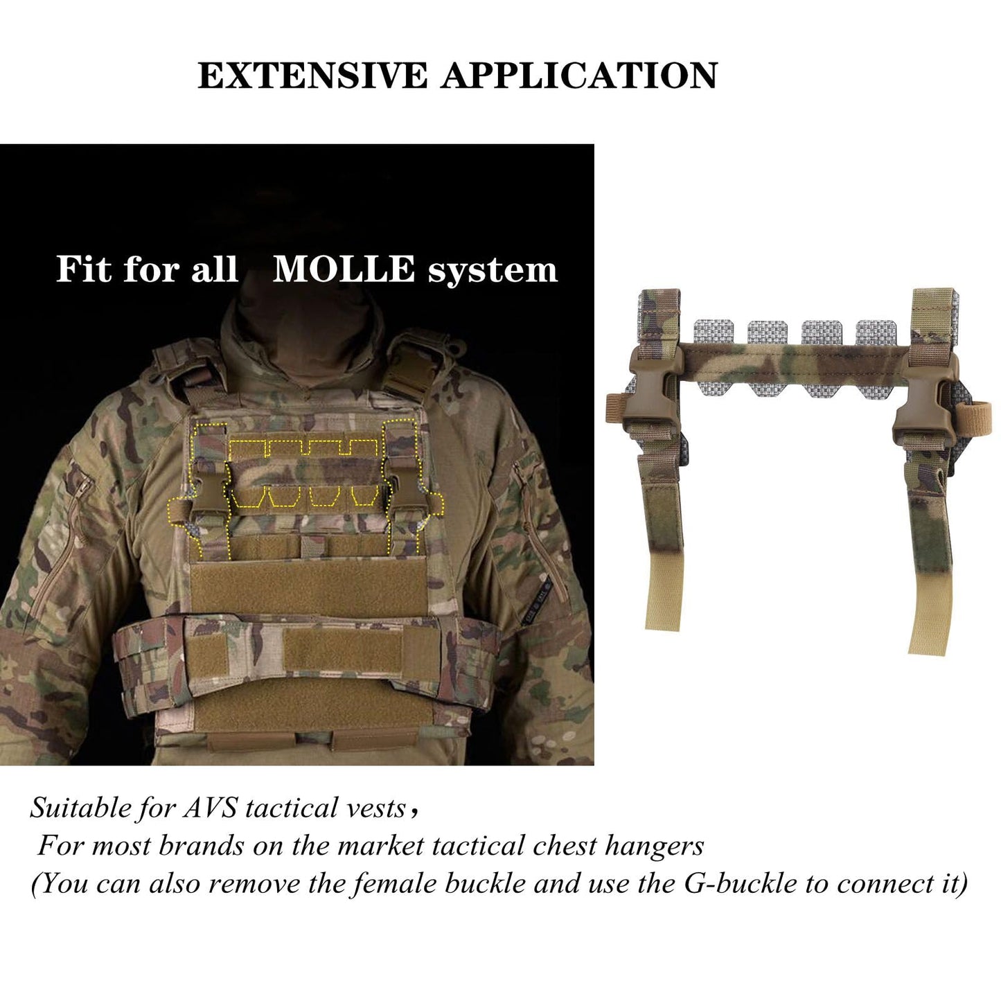 JFFCESTORE Quick Connect Accessory Adapter Buckle， Adjustable Female Fastener for Tactical Vests to Connect Tactical Placard，Mag Pouch (TAN)