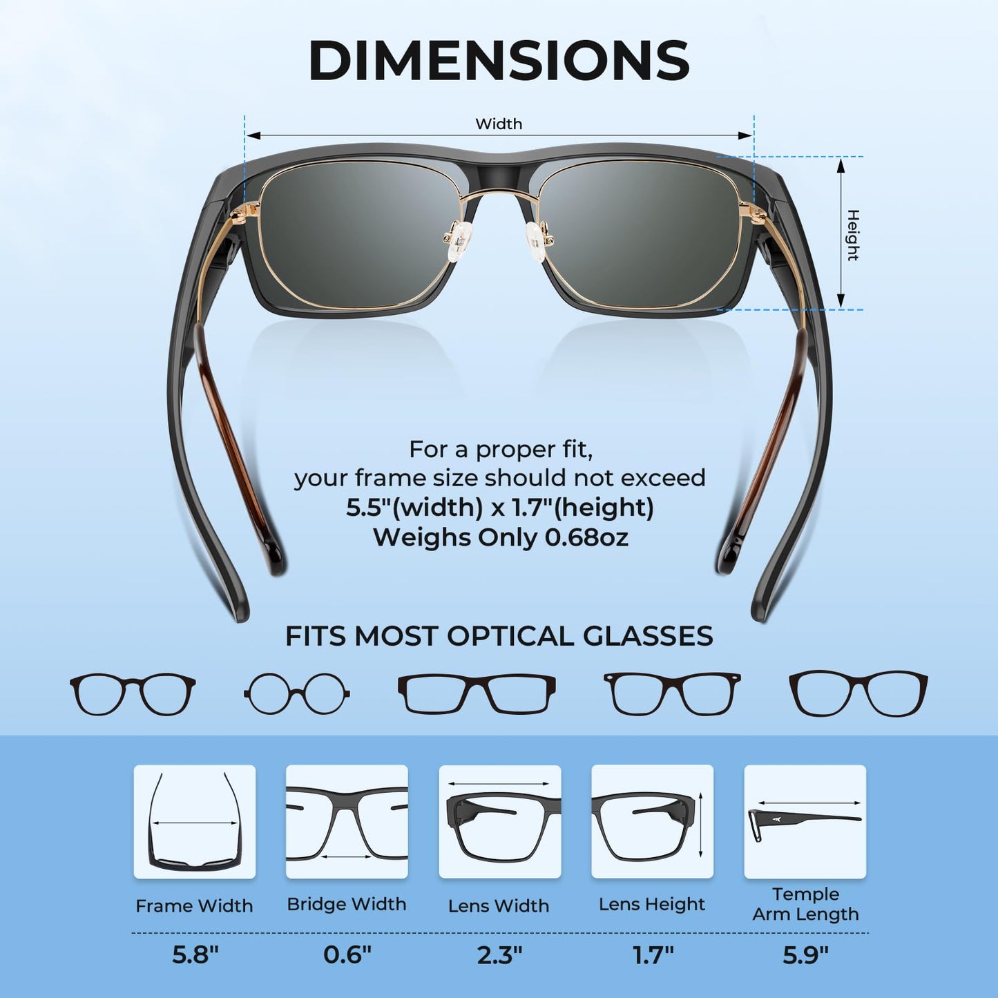 KastKing Molino Fit-Over Polarized Sunglasses,UV400 Protection Ultralight Wraparound Fishing Sports Sunglasses, TAC Lenses