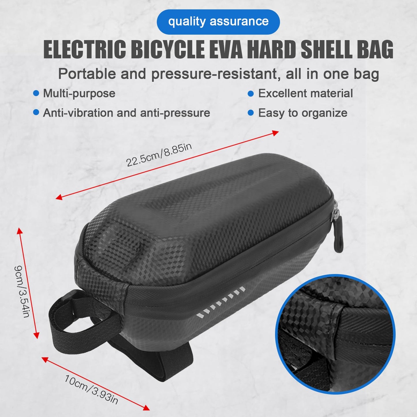 Fuerdich Bike Top Tube Bag, EVA Hard Shell Layered Waterproof Bicycle Cycling Front Tube Bag, Bag Cycling Accessories Pouch