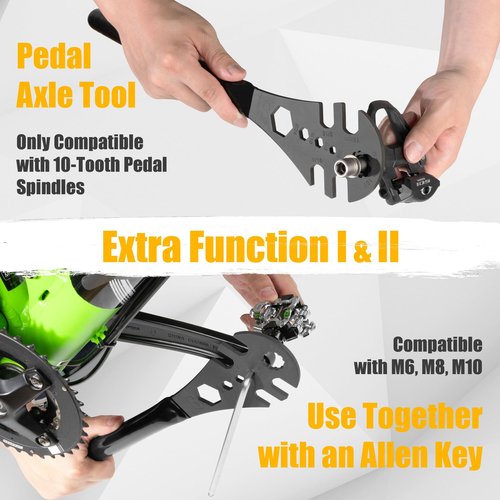 CyclingDeal Multi-Function Bicycle Pedal Wrench 15mm & 9/16" Spanner - 41cm/16 Extra Long Handle Comfortable Grip - Great MTB Road Bike Pedal Removal Tool