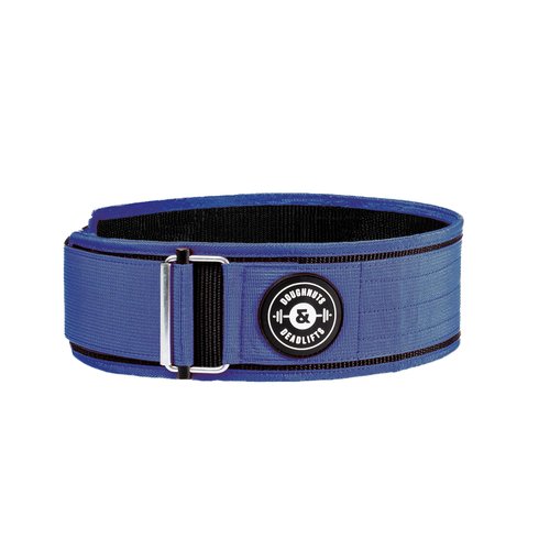DNDL Self-Locking Weightlifting Belt, 4-Inch, Nylon, Metal Buckle (Blue, Medium)