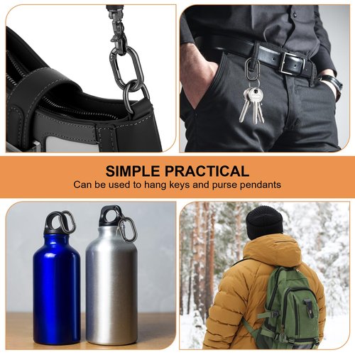 Ymapinc 10Pcs Spring Snap Hook, Oval Carabiner Clip, Tiny Metal Key Chain Clip Quick Release Car Key Ring Small Locking Carabiners Safety Chain Connector for Hiking Purse Backpack