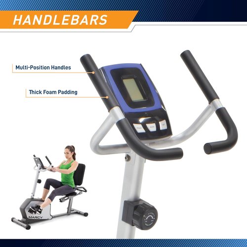 Marcy Recumbent Exercise Bike NS-1201R - Adjustable Seat, 8 Resistance Levels, 300 lb Capacity