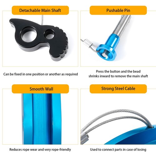 ZiBeiLe Detachable Rope Grab Ascender, Gravity Grabber Fits 11-13 MM Rope, 15 KN Load Capacity, Ideal for Rock Climbing, Tree Climbing and Rescue