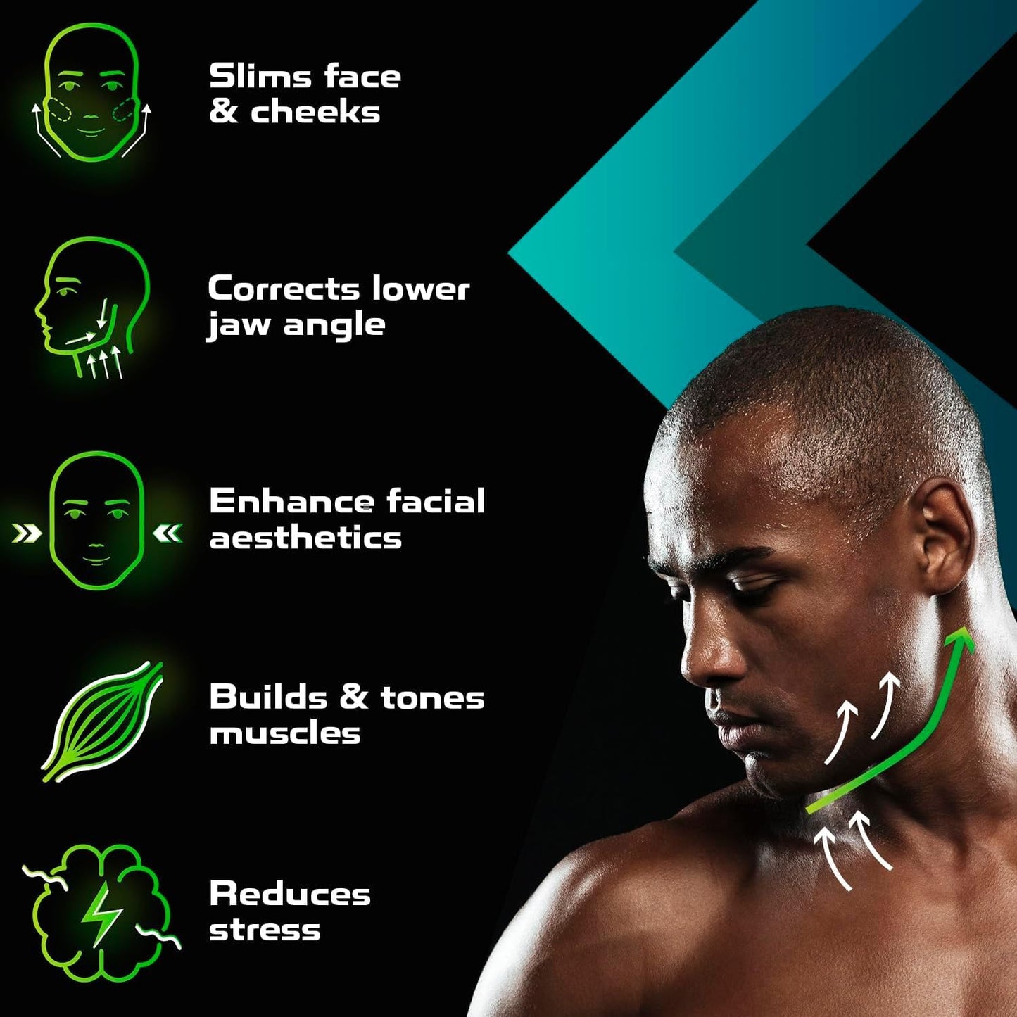 Jaw Exerciser for Men and Women - 2 pcs Powerful Jaw Trainer - Beginner 20 lb - Double Chin Reducer Eliminator - Silicone Toner Tablets - Face Neck Shaper and Strengthener Chewing Gum