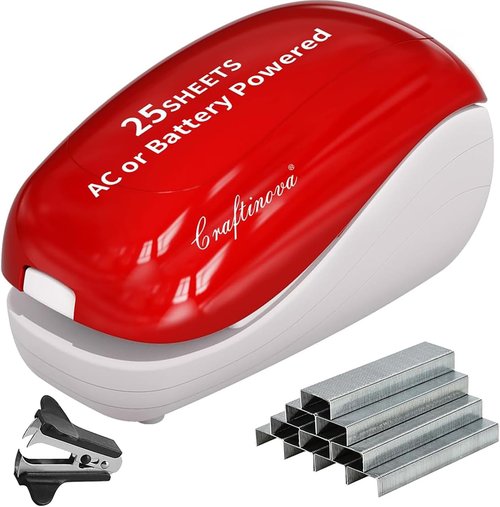 Electric Stapler-Pink,Including 2000 Staples and 1 Staple Remover, Suitable for Palm Size and high Comfort，25 Sheet Capacity, AC Adapter or Battery Powered，Battery not Included
