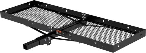 CURT 18109 60 x 20-Inch Tray Hitch Cargo Carrier, 500 lbs Capacity, Black Steel, 2-in Folding Shank