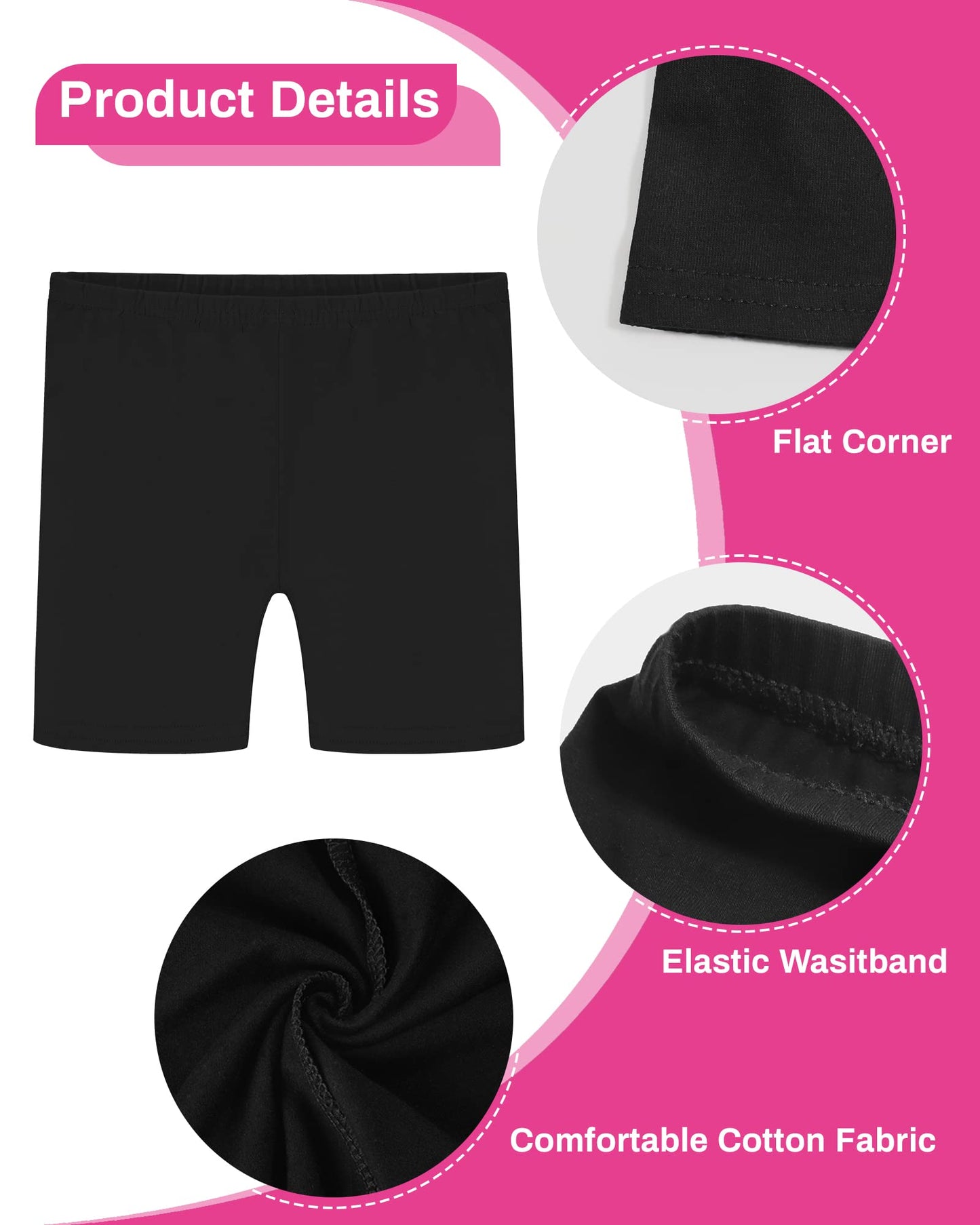 Auranso Girls Bike Shorts Cartwheel Breathable and Safety Biker Under Dress Dance Shorts Black 7-8 Years