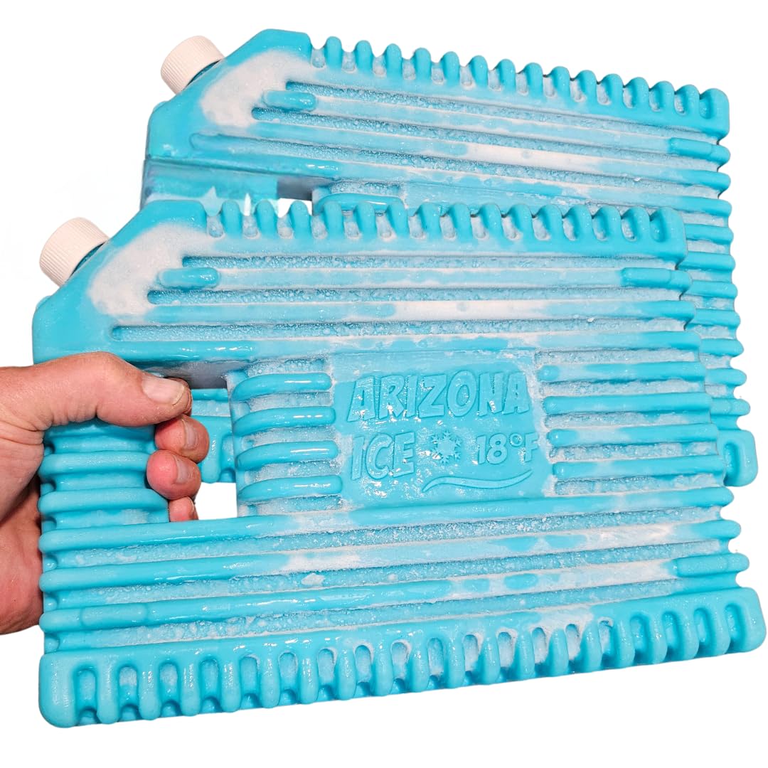 Arizona Ice Industrial Ice Packs | Replaces 10lbs of Ice |18°F (-8°C) | Deepest Grooves | May Freeze Drinks | USA Company | 12" x 9" | Two Pack