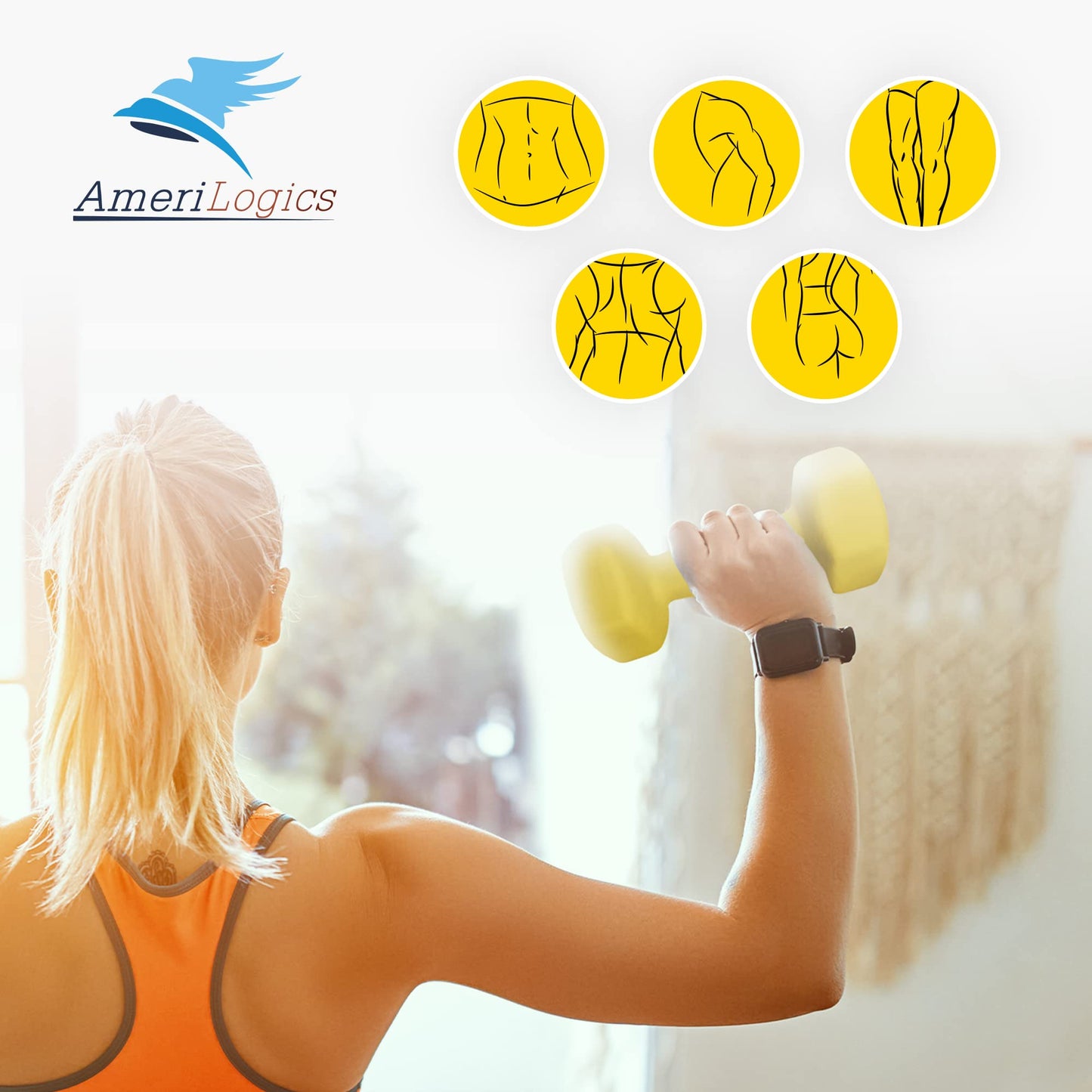 AMERI LOGICS Neoprene Dumbbell Sets- complete with a storage rack, non-slip, hex shape weights-bar grips with each set for working out with optimal comfort-ideal weight sets for your home gym.
