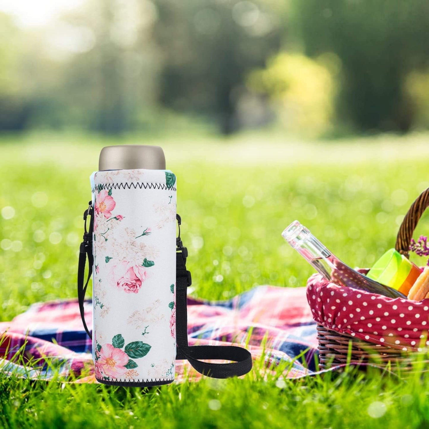 AUPET Water Bottle Carrier,Insulated Neoprene Water bottle Holder Bag Case Pouch Cover 1000ML or 750ML,Adjustable Shoulder Strap,for Stainless Steel and Plastic Bottles, Sport and Energy Drinks