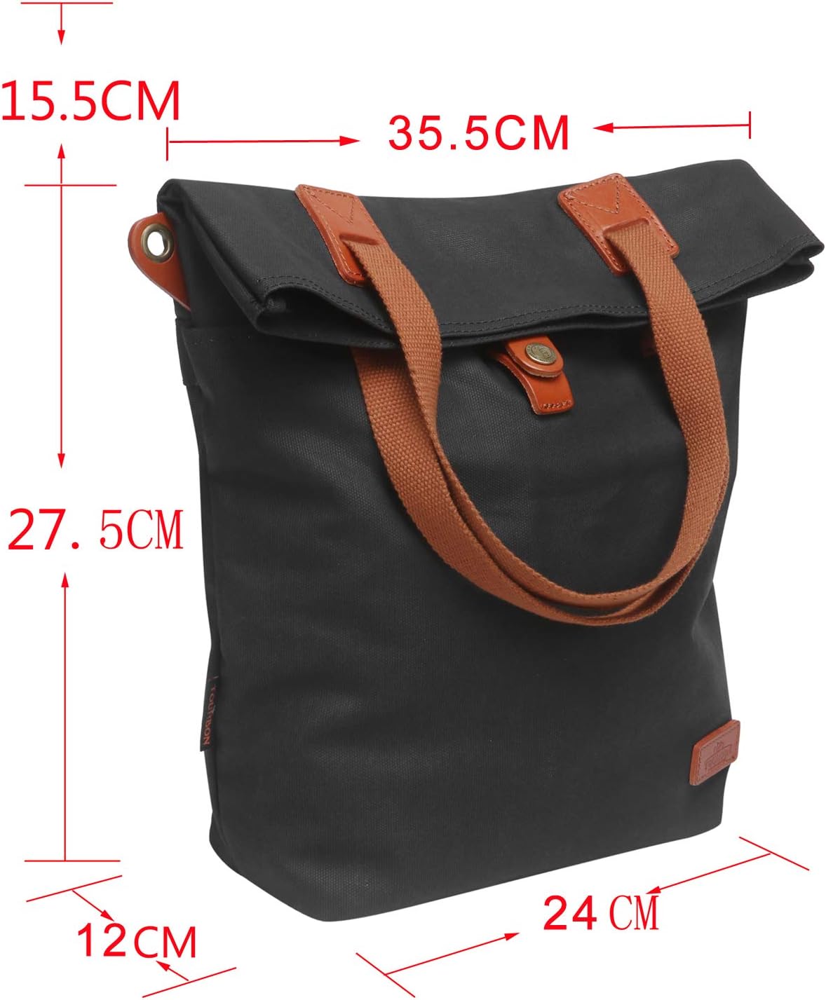 TOURBON Canvas Clip-On Quick-Release Bike Panniers Women's Shoulder Tote Bag
