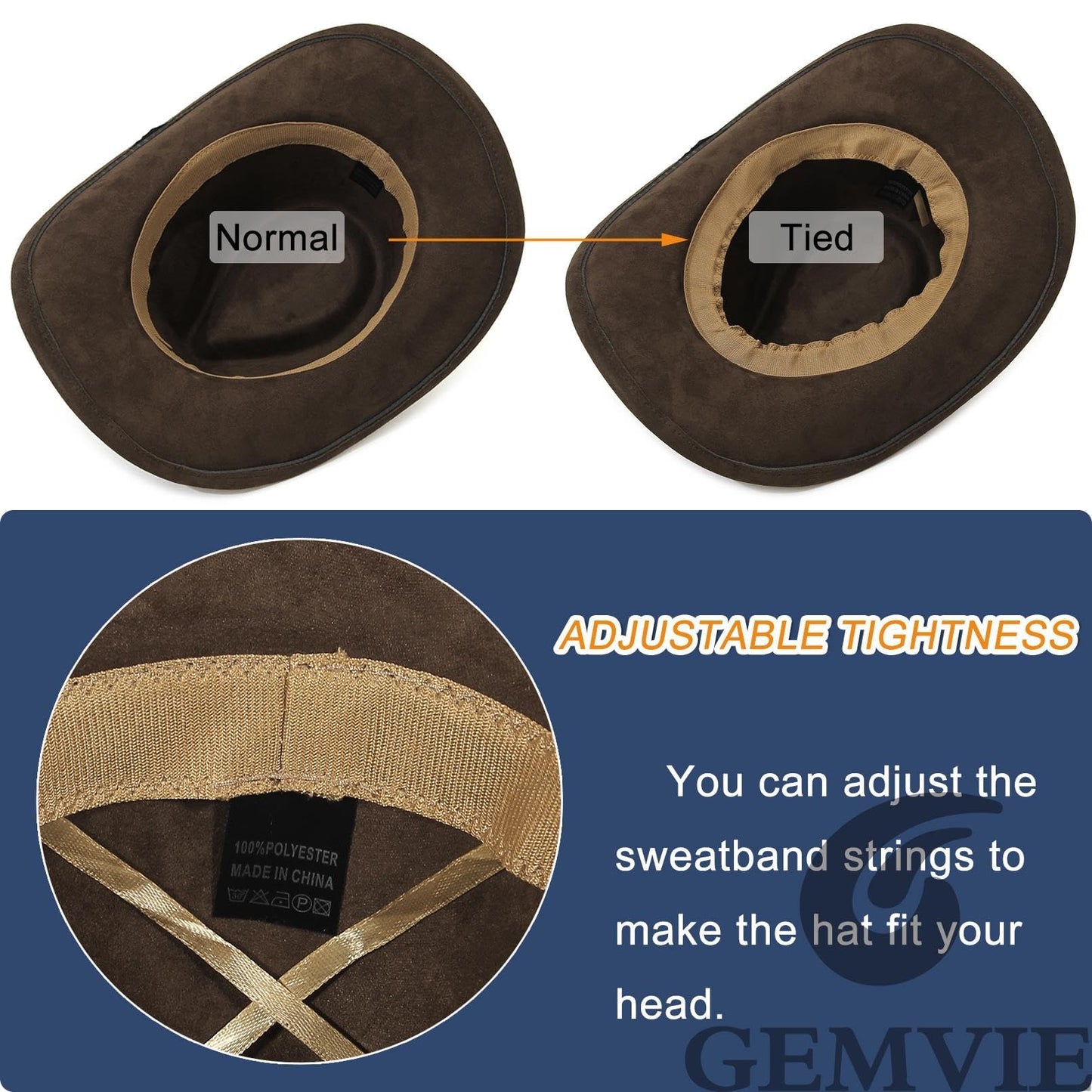 GEMVIE Suede Cowboy Hat for Men Women Roll up Brim Cowgirl Hat Classic Country Fedora Hat/Leopard Print-2