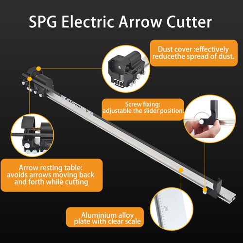 SPG Electric Archery Arrow Saw, Adjustable Carbon Arrow Cutter Precision Arrow Cutter Carbon Arrows Kit with 2 Additional Replacement Saw Blades Professional Arrow Cutting Saw for Arrow Shaft DIY