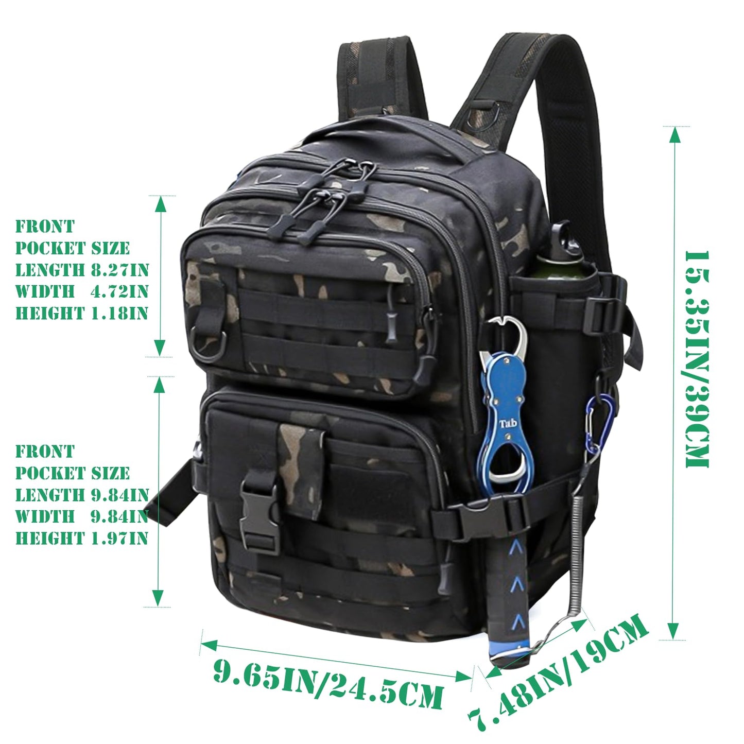 FishingPepo Fishing Backpack Fishing Tackle Storage Bag Fishing Gear and Equipment with Rod Holder Fishing Tackle Shoulder Sling Bag Backpack for Outdoor Fishing, Hunting, Hiking (Black)