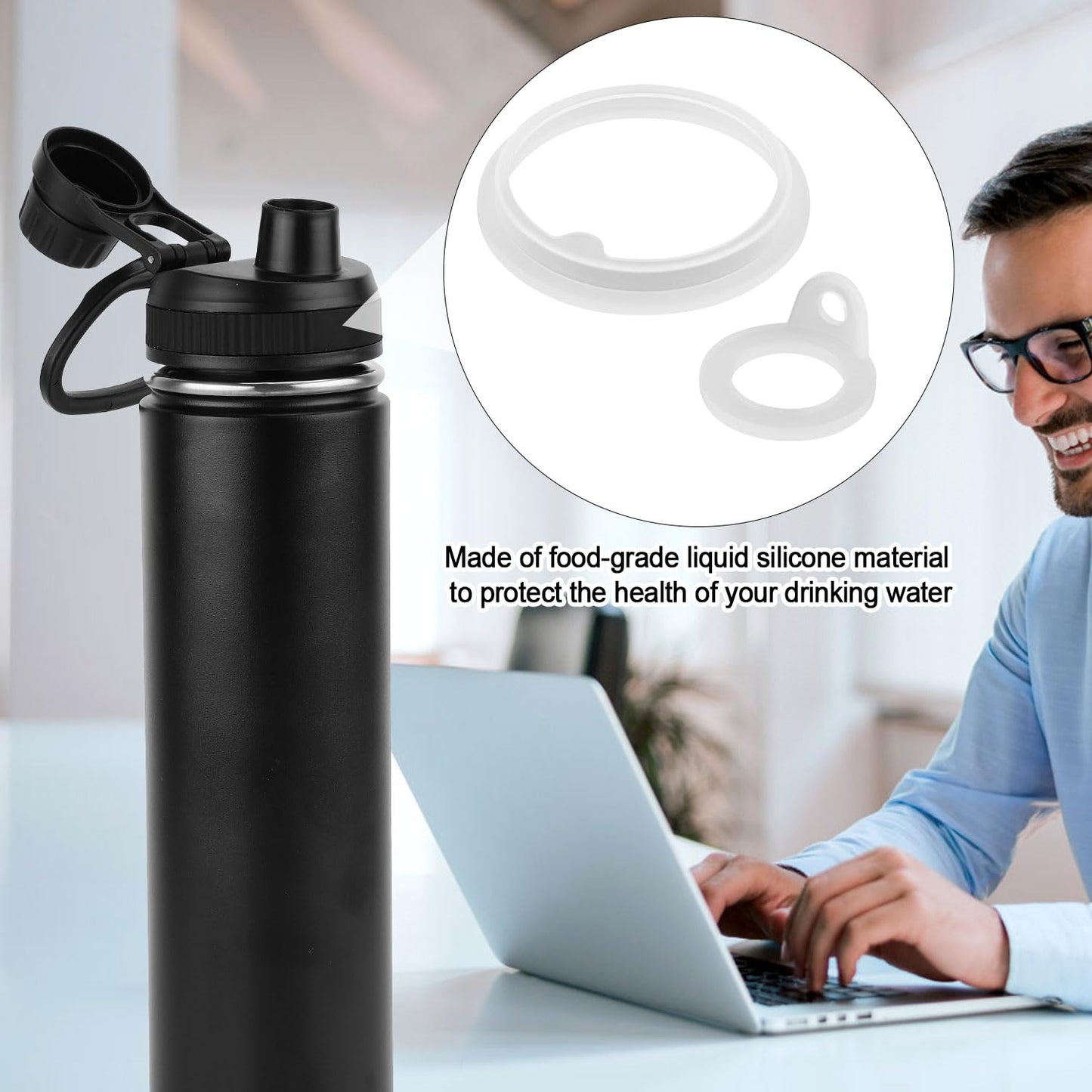 4pcs Gasket Replacement for TAKEYA Actives, Silicone Sealing Ring Gaskets Seal Parts Leak-Proof Water Bottle Lid O Ring Replacement Compatible with TAKEYA Actives All OZ (Not for TAKEYA Originals)