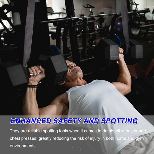 Dumbbell Spotter Straps Barbell Rack Attachment for Chest Bench Press Hanging Dumbbells Safety Hanger Straps