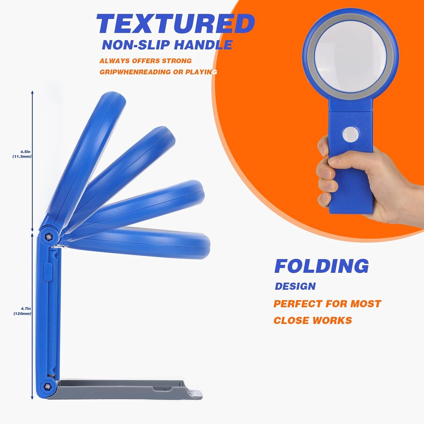 30X 10X Magnifying Glass with Light and Stand, Foldable Handheld Magnifying Glass 18 LED Illuminated Lighted Magnifier for Macular Degeneration, Seniors Reading, Close Work, Coins, Jewelry