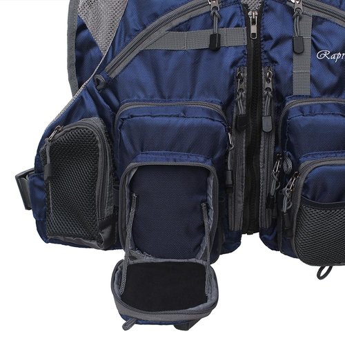 Raprance Fly Fishing Vest Backpack - Adjustable Lightweight and Quick-Dry, with 17 Pocketsfor Trout Bass Saltwate (Blue,FV01)
