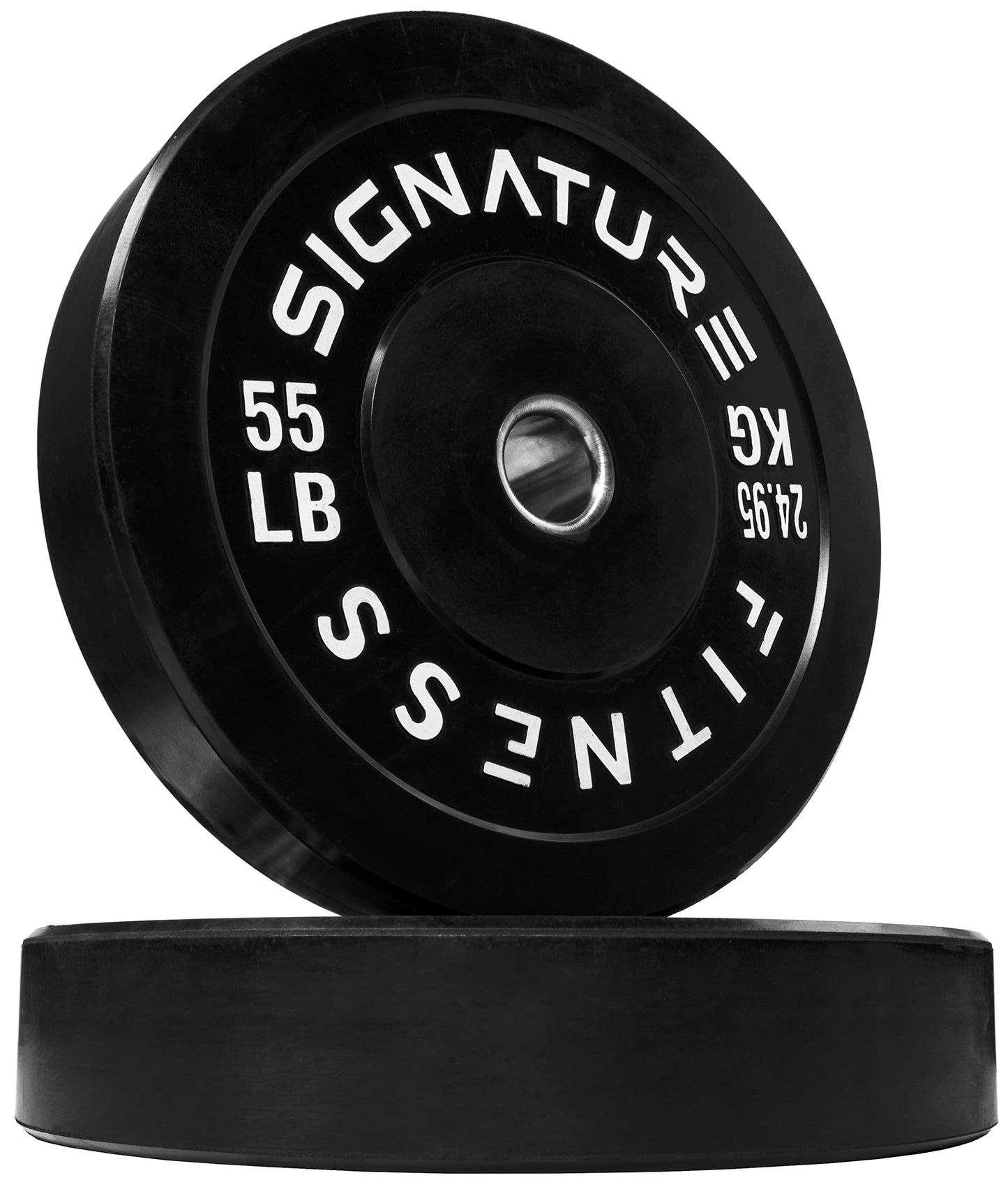 Fitvids 2" Olympic Bumper Plate Weight Plates with Steel Hub, 55LB, Pair