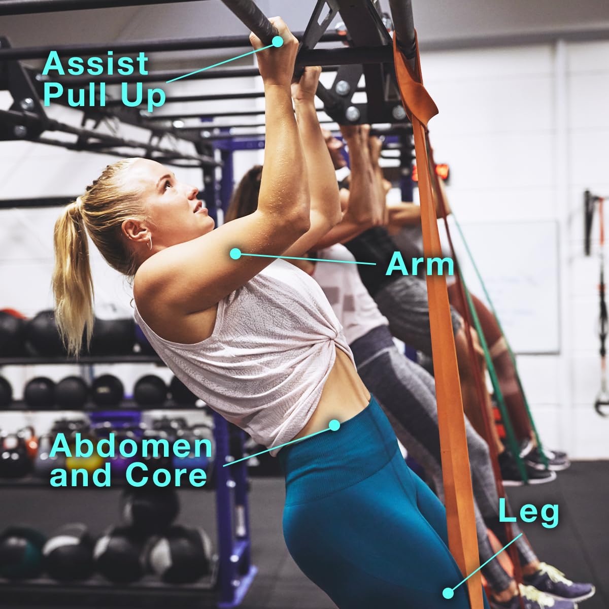 BO Project Pull Up Assistance Bands - Set of 4 Resistance Heavy Duty Workout Exercise Stretch Fitness Bands Assist Set for Body and Carry Bag Included