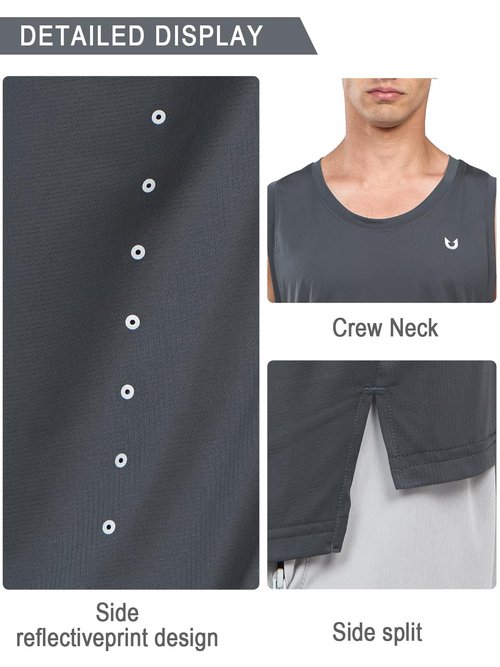 NORTHYARD Mens Athletic Tank Tops Quick Dry Running Shirts Muscle Sleeveless Sports Workout Training Teee Darkgrey XL
