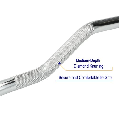 Powenergy 47" Olympic Barbell Curl Bar Strength Training Bar with Ring Collars Solid Chrome Barbell Bar for Weightlifting, Hip Thrusts, Squats and Lunges